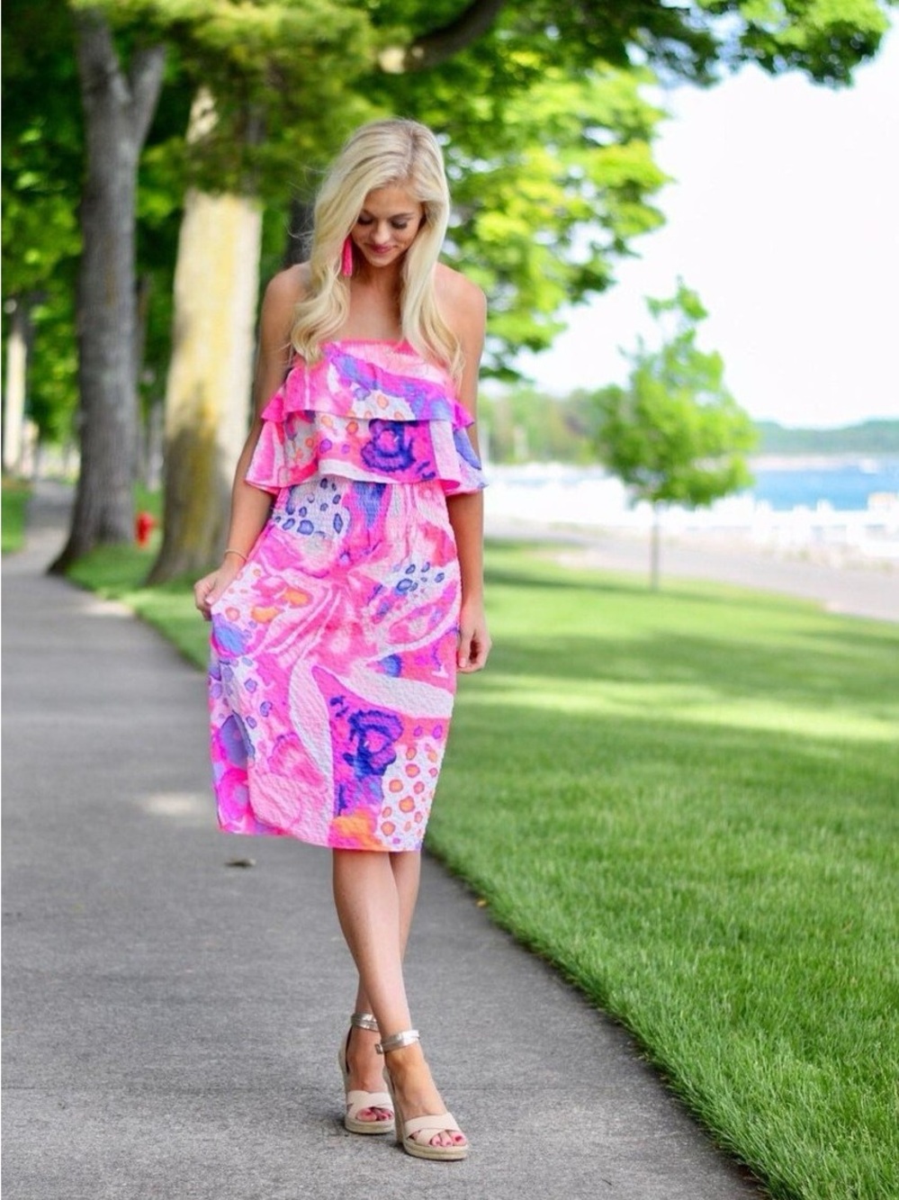 Lilly Pulitzer Pink & Purple Printed Midi Skirt